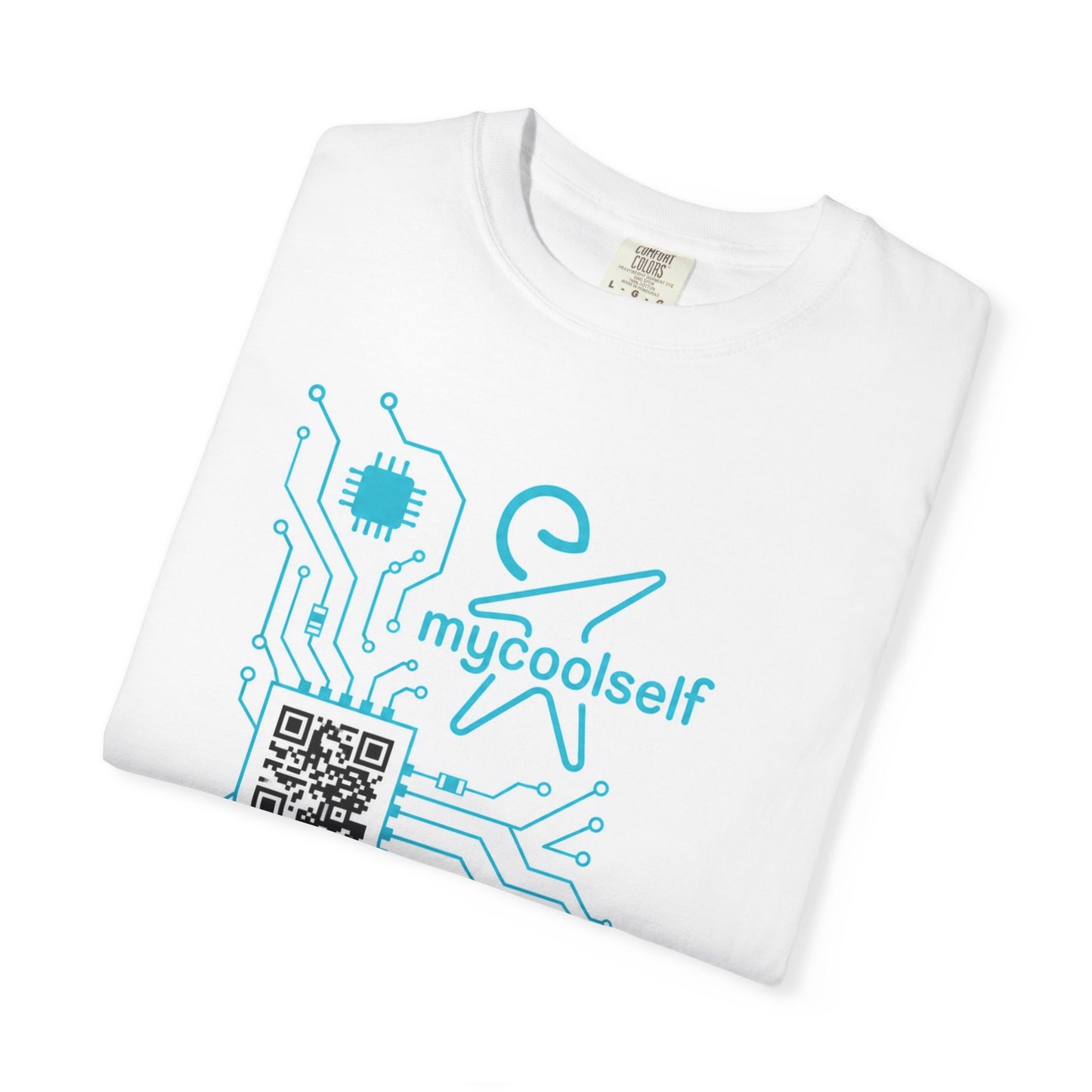 Copy of AI Circuit T-Shirt — "mucoolself" Tech Graphic with "I Feel, AI Thinks, We Decide" Back Print